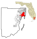 Miami-Dade County Florida Incorporated and Unincorporated areas Miami Highlighted